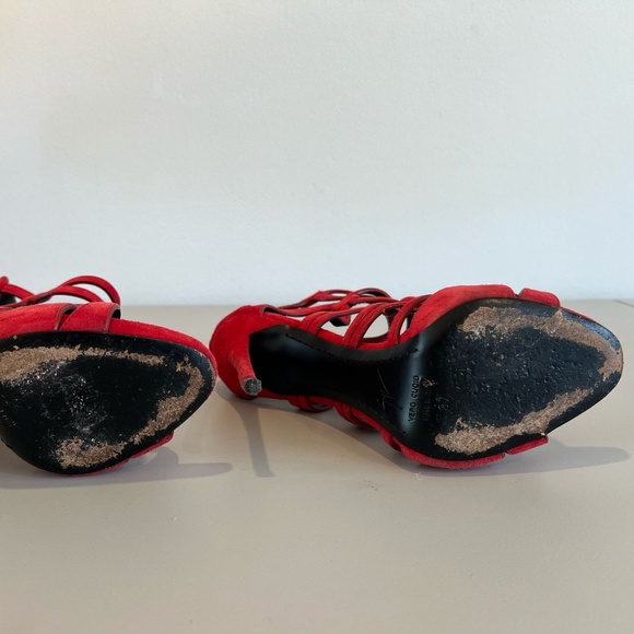 Giuseppe Zanotti Red Suede Strappy Heels – Size 37 - Picture 6 of 7